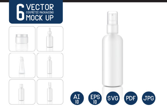 6Vector Cosmetic Bottle Packaging Mockup