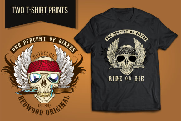 Biker Skull with Knife Colors Graphics