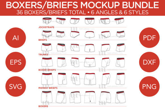 Boxers Briefs - Vector Template Mockup