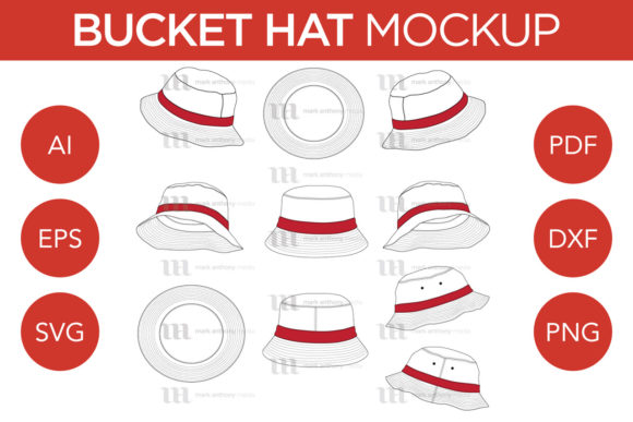 Bucket Hats - Vector Template Mockup