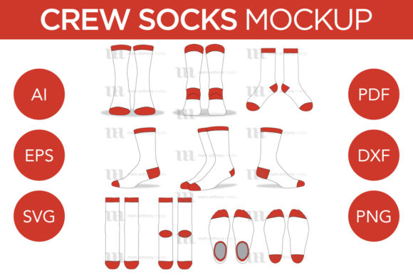 Crew Socks - Vector Template Mockup