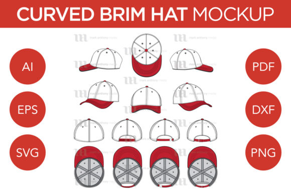 Curved Brim Hat - Vector Template Mockup