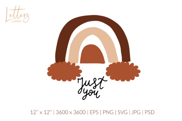 Just You. Boho Rainbow Valentines Svg
