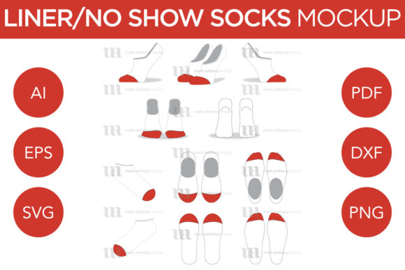 Liner No Show Socks - Mockup Graphics