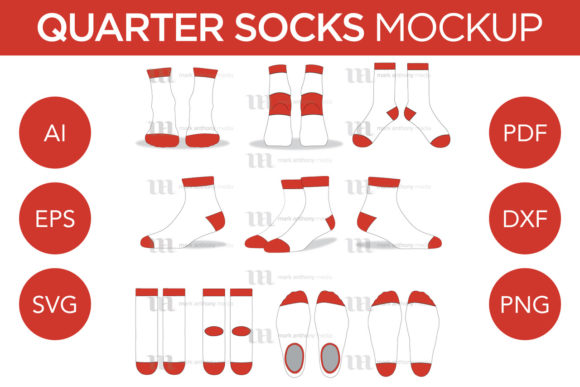 Quarter Ankle Socks - Mockup Template