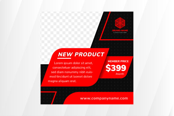 Red Black Square Banner Product: A Graphic Template for Bold Design