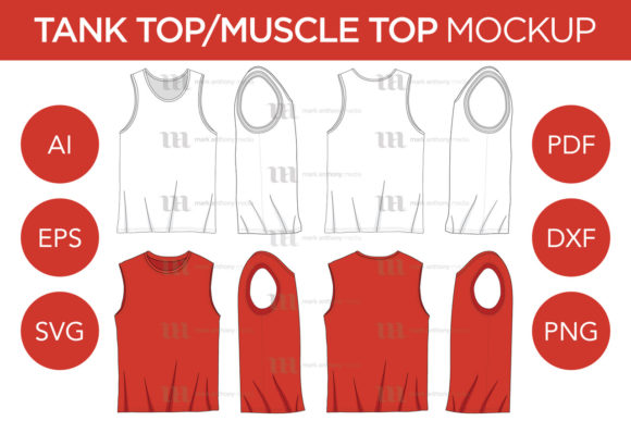 Tank Muscle Top - Vector Template Mockup