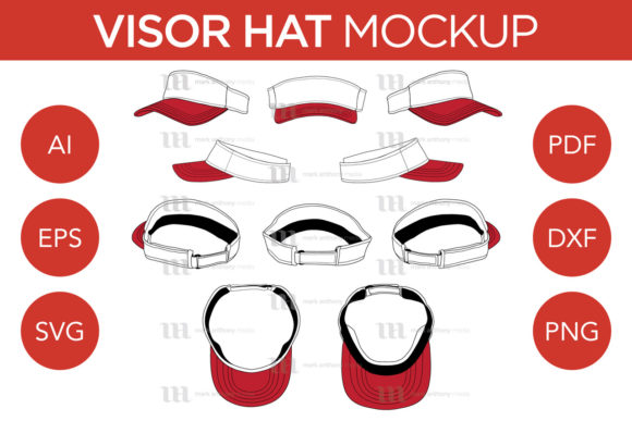 Visor Hat - Vector Template Mockup: Graphics for Caps Amp