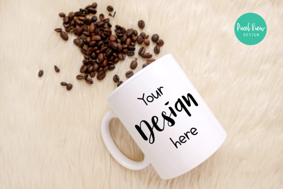 White Mug Mockup with Coffee Beans