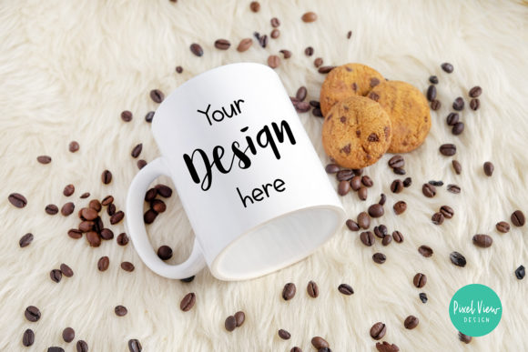 White Mug Mockup with Cookies