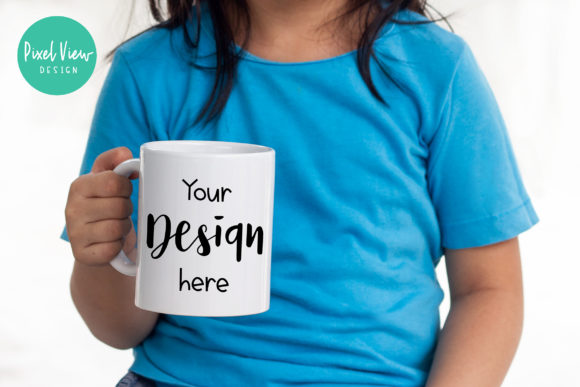 Young Girl Holding Mug Mockup Graphics and Mugs Amp